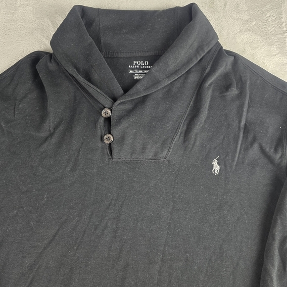 Polo Ralph Lauren 2 Button Mock Neck Long Sleeve Black Sweater Mens 2XL - Picture 3 of 8